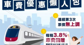 MTR 票價凍結 程程3.8%車費回贈