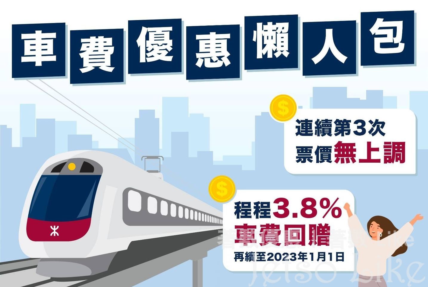 MTR 票價凍結 程程3.8%車費回贈